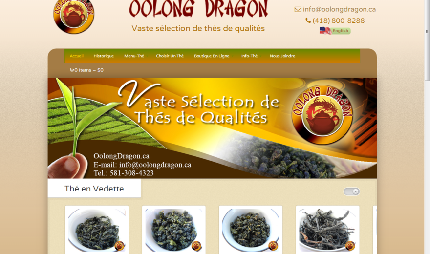 Site Internet de la boutique de thés Oolong Dragon Site Internet de la boutique de thés Oolong Dragon