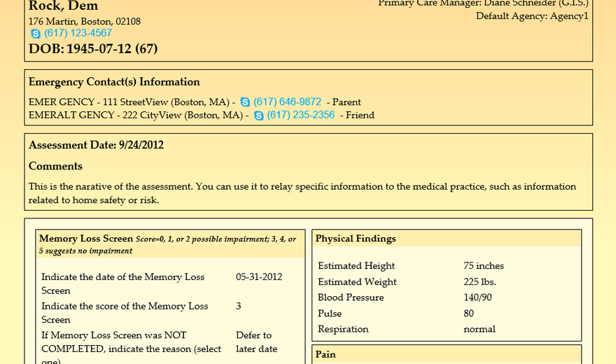 Page de détail, information du patient, Physician Portal.