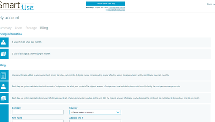 Smart-Use - Page de billing du client Smart-Use - Page de billing du client