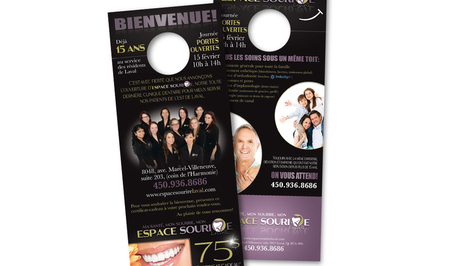 Impression 2500 accroches portes Terrebonne 255$