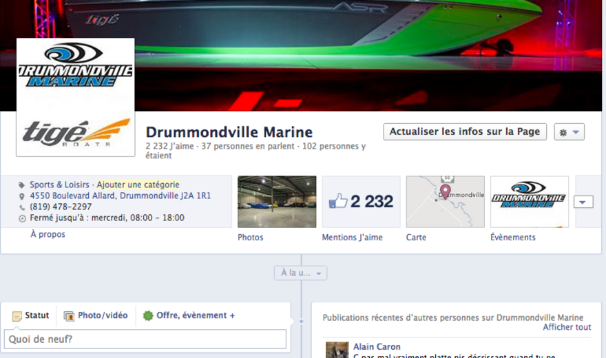 Gestion de communautés pour Drummondville Marine