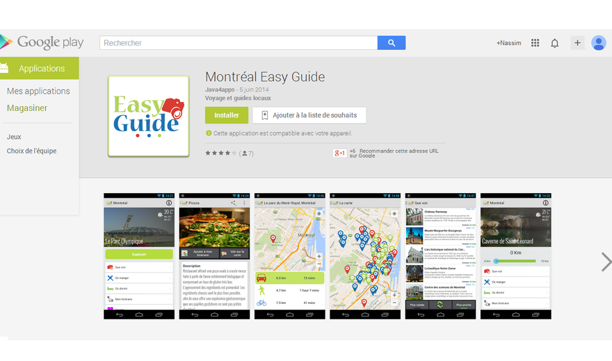Application mobile Tourisme à Montréal