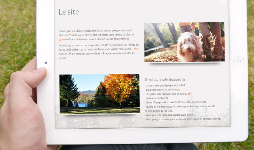Site 100% responsive pour le projet immobilier Pimbina