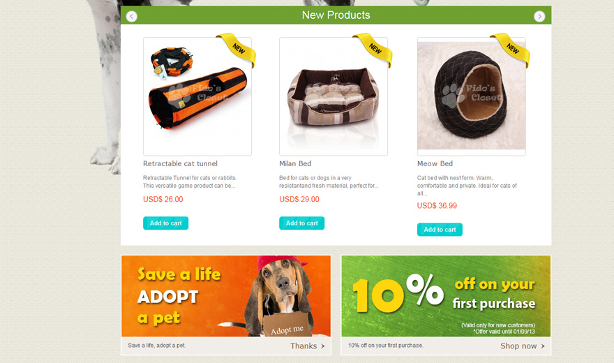 Magasin en ligne -  The Fido's Closet  - Animal pet shop