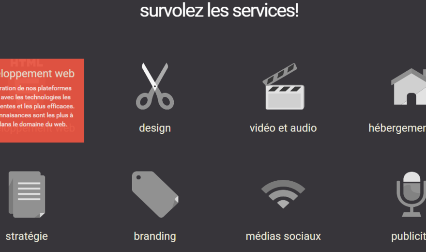 Page interractive des services Snowl Média
