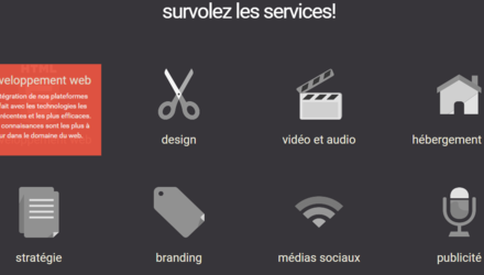 Page interractive des services Snowl Média
