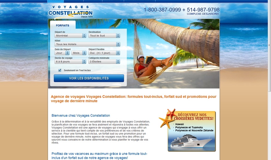 Voyages Constellation - Site Web réalisé par Kezber