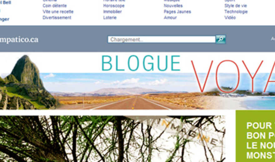 Blogue Voyage pour Bell Sympatico