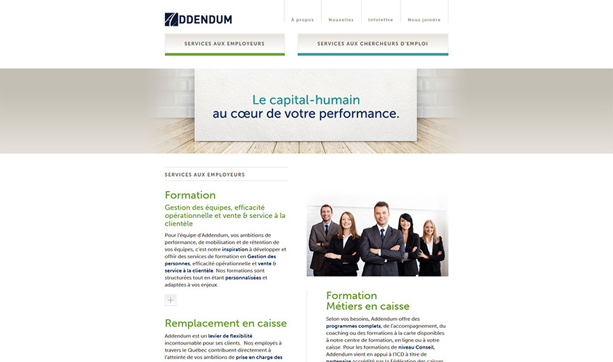 Conception du site Web d'Addendum Conception du site Web d'Addendum