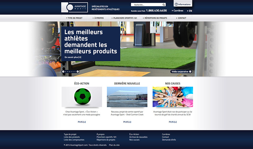 Conception du site Web d'Avantage Sport Conception du site Web d'Avantage Sport