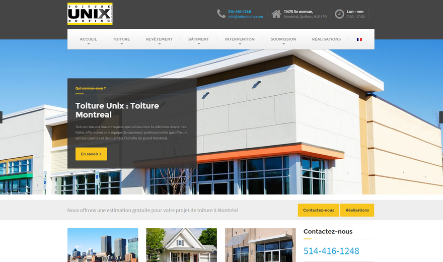 Site conçu pour le client : Toiture Unix Site conçu pour le client : Toiture Unix