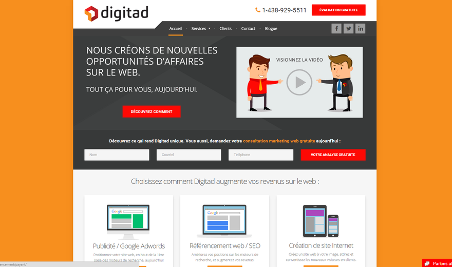 Site conçu pour le client : Digitad Site conçu pour le client : Digitad