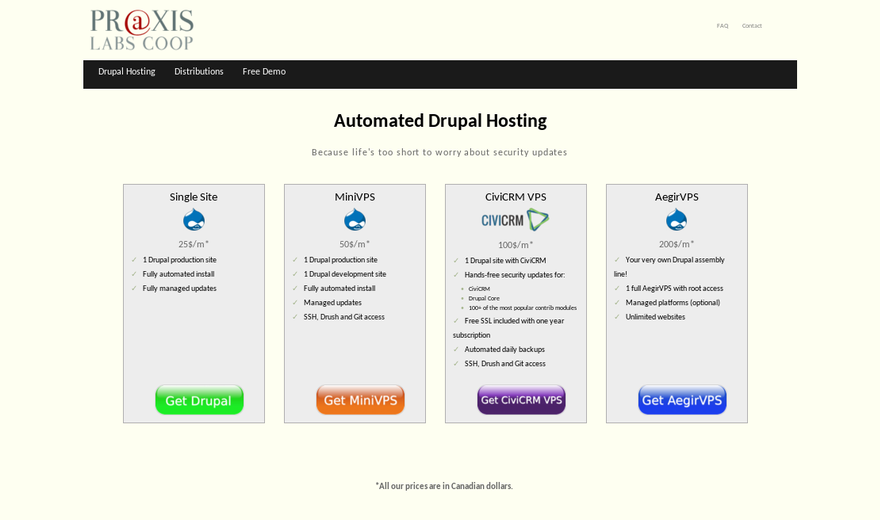 Notre site d'hébergement: hosting.praxis.coop