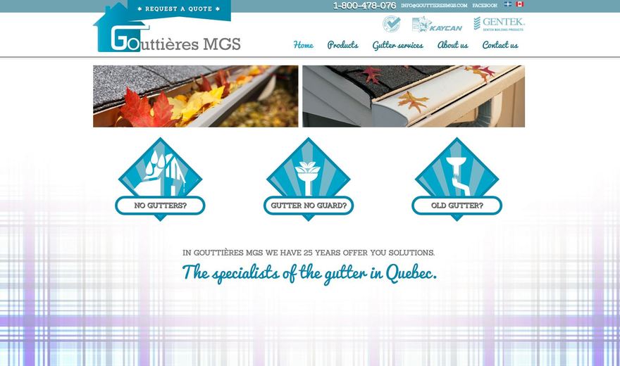 Site web entreprise installation de gouttières