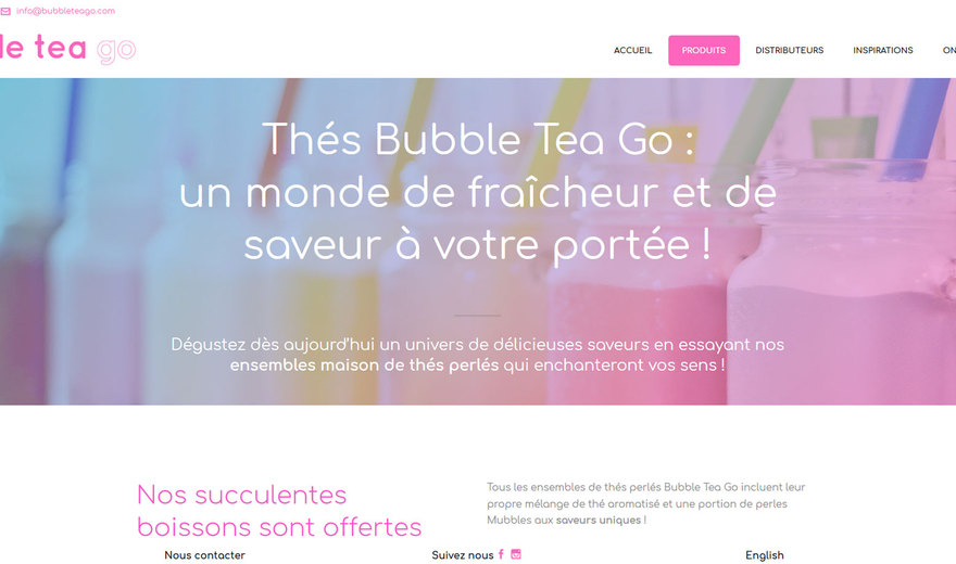 Conception web pour Bubble Tea Go.