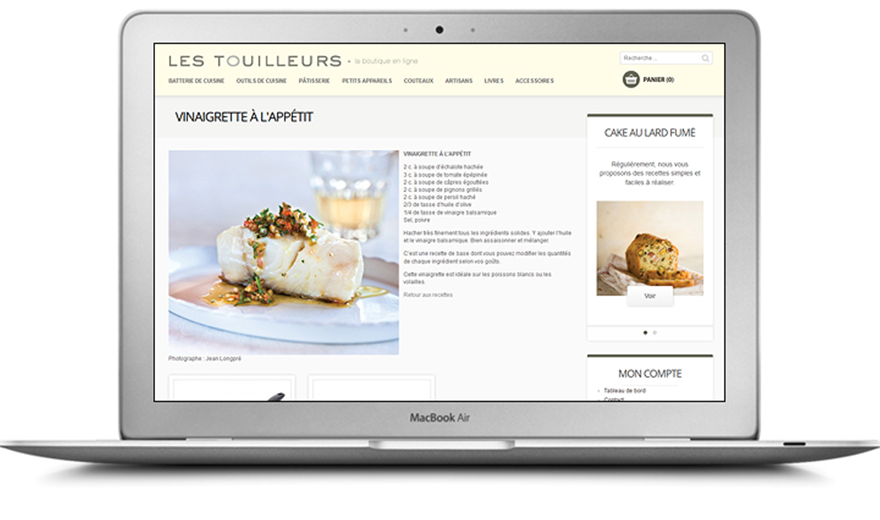 Conception de la boutique en ligne de Les Touilleurs