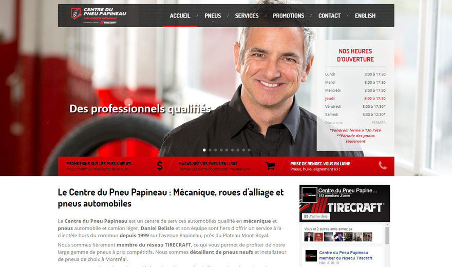 Site web pour centre de pneus Site web pour centre de pneus