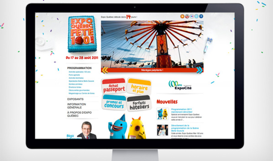 Site Web et version mobile du 100e d'Expo Québec Site Web et version mobile du 100e d'Expo Québec