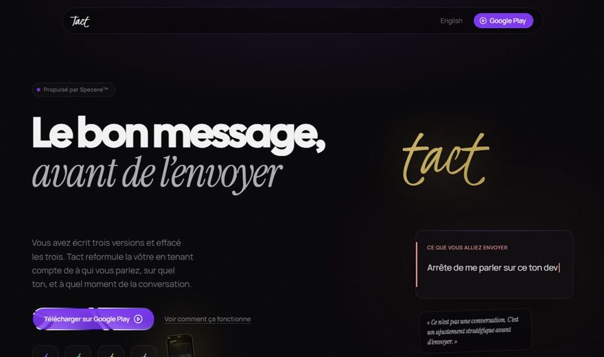 Tact — site de lancement d'une application mobile