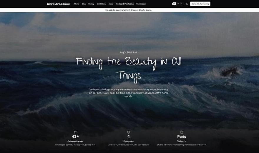 Izzy's Art and Soul — site d'artiste peintre en 3 langues
