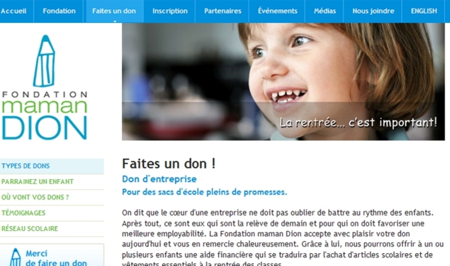 Site Internet de Fondation Maman Dion Site Internet de Fondation Maman Dion