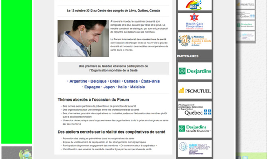 Site Web pour le Forum International des Coopératives de Santé