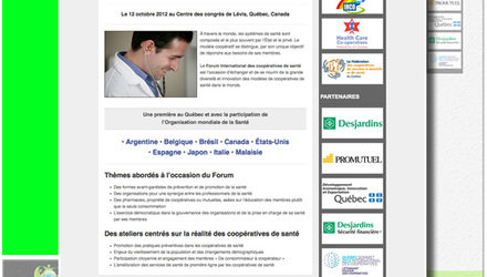 Site Web pour le Forum International des Coopératives de Santé