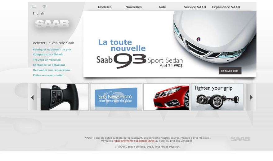 Design d'interface site Web SAAB Design d'interface site Web SAAB