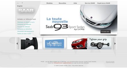 Design d'interface site Web SAAB Design d'interface site Web SAAB